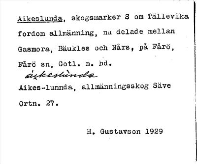 Bild på arkivkortet för arkivposten Aikeslunda