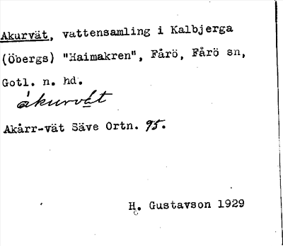 Bild på arkivkortet för arkivposten Akurvät