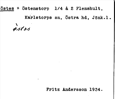 Bild på arkivkortet för arkivposten Östes