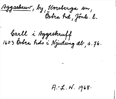 Bild på arkivkortet för arkivposten Aggaskruv
