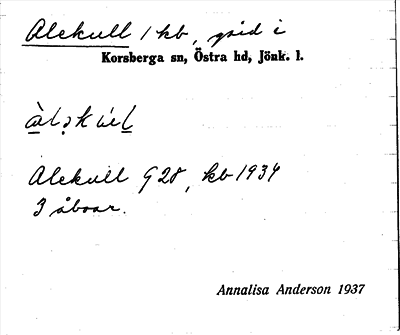 Bild på arkivkortet för arkivposten Alekull