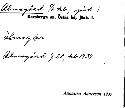 Bild på arkivkortet för arkivposten Almsgård