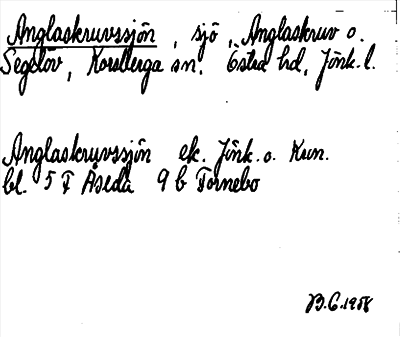 Bild på arkivkortet för arkivposten Anglaskruvssjön