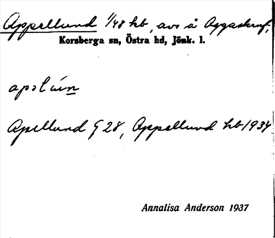 Bild på arkivkortet för arkivposten Appellund