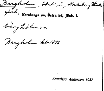 Bild på arkivkortet för arkivposten Bergholm