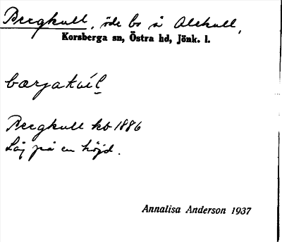 Bild på arkivkortet för arkivposten Bergkull