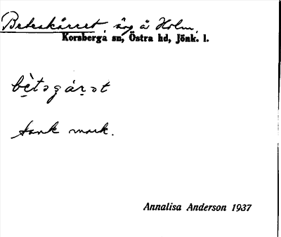 Bild på arkivkortet för arkivposten Beteskärret