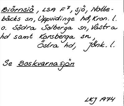Bild på arkivkortet för arkivposten Biörnsiö, se Boskvarnasjön