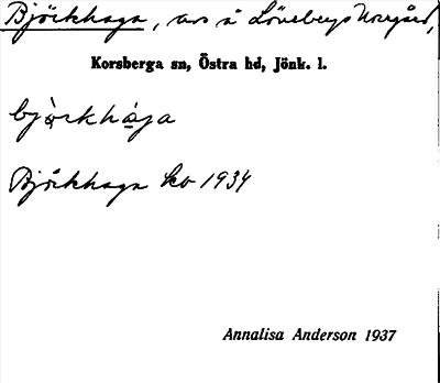 Bild på arkivkortet för arkivposten Björkhaga
