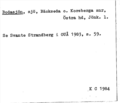 Bild på arkivkortet för arkivposten Bodasjön