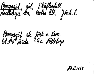 Bild på arkivkortet för arkivposten Borgagöl