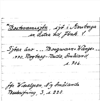 Bild på arkivkortet för arkivposten *Boskvarnssjön