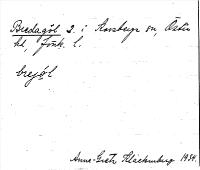 Bild på arkivkortet för arkivposten Bredagöl