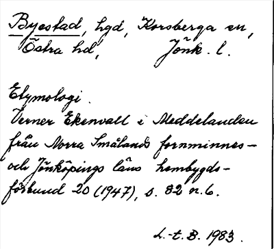 Bild på arkivkortet för arkivposten Byestad