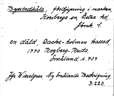 Bild på arkivkortet för arkivposten Byestadhåla