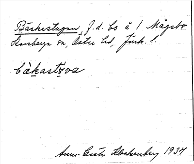 Bild på arkivkortet för arkivposten Bäckestugan