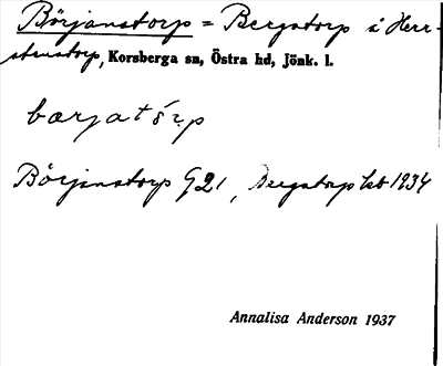 Bild på arkivkortet för arkivposten Börjanstorp