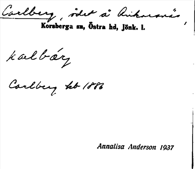 Bild på arkivkortet för arkivposten Carlberg