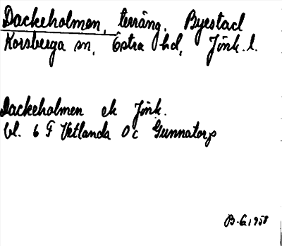 Bild på arkivkortet för arkivposten Dackeholmen