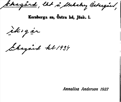 Bild på arkivkortet för arkivposten Ekegård
