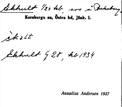 Bild på arkivkortet för arkivposten Ekhult
