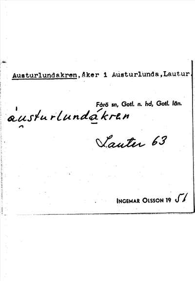 Bild på arkivkortet för arkivposten Austerlundakren