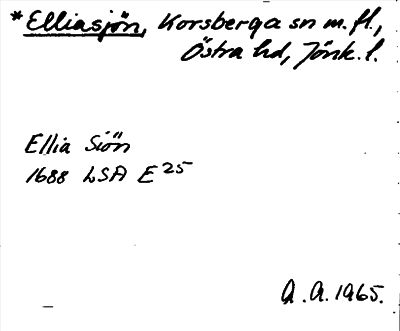 Bild på arkivkortet för arkivposten *Elliasjön