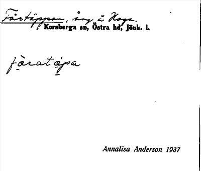 Bild på arkivkortet för arkivposten Fårtäppan