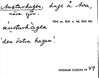 Bild på arkivkortet för arkivposten Austurhagen