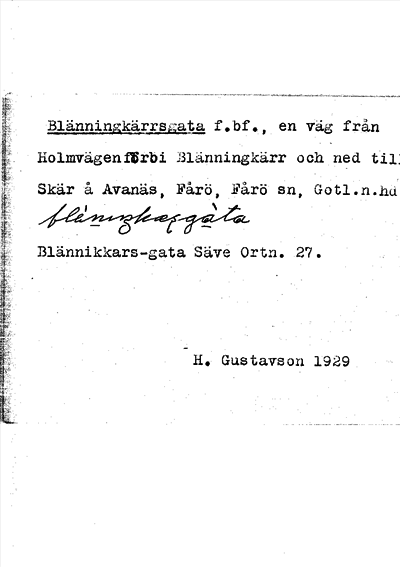 Bild på arkivkortet för arkivposten Blännigkärrsgata