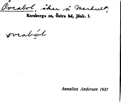 Bild på arkivkortet för arkivposten Övrabol