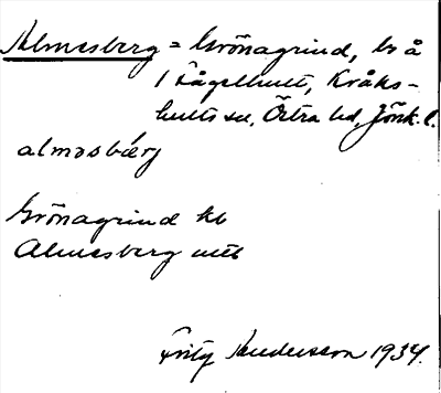 Bild på arkivkortet för arkivposten Almesberg