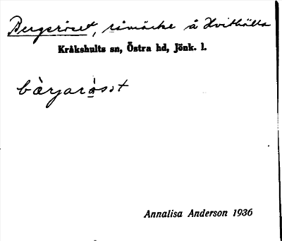Bild på arkivkortet för arkivposten Bergeröset