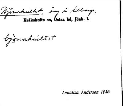 Bild på arkivkortet för arkivposten Björnhultet