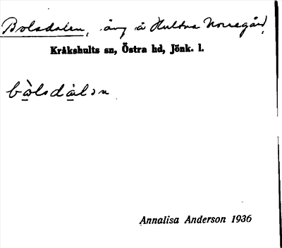 Bild på arkivkortet för arkivposten Bolsdalen
