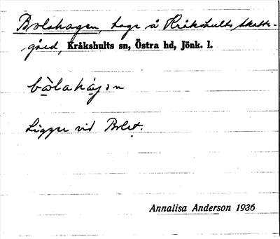 Bild på arkivkortet för arkivposten Bolshagen
