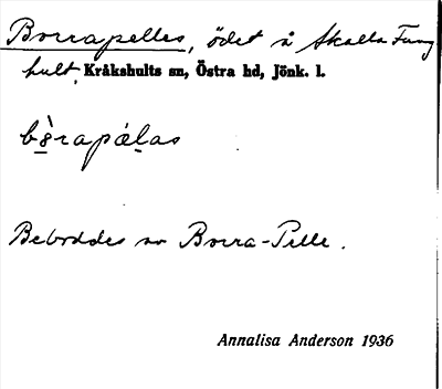 Bild på arkivkortet för arkivposten Borrapelles