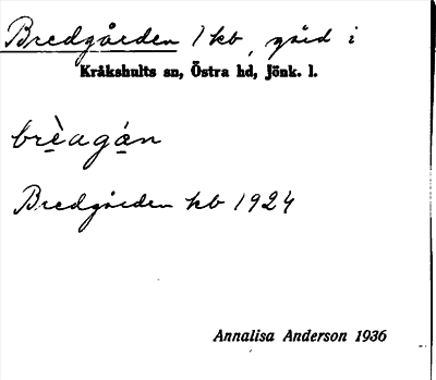 Bild på arkivkortet för arkivposten Bredgården
