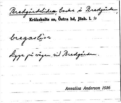 Bild på arkivkortet för arkivposten Bredgårdsliden