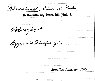 Bild på arkivkortet för arkivposten Båxekärret