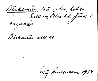 Bild på arkivkortet för arkivposten Bäckanäs