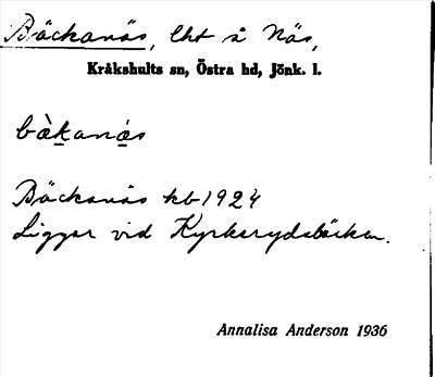 Bild på arkivkortet för arkivposten Bäckanäs
