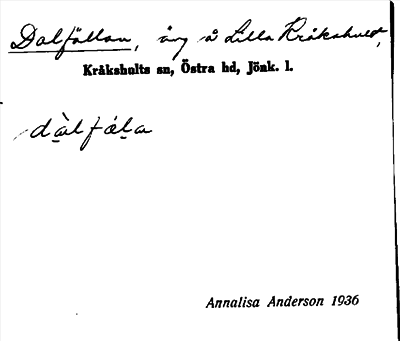 Bild på arkivkortet för arkivposten Dalfållen