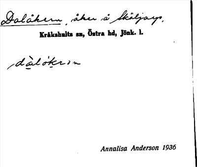 Bild på arkivkortet för arkivposten Dalåkern