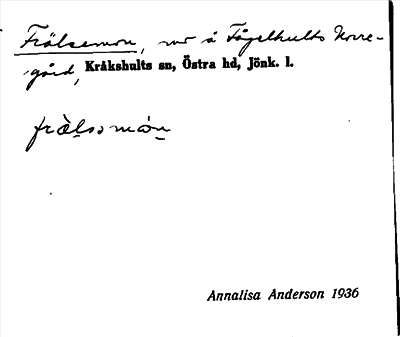 Bild på arkivkortet för arkivposten Frälsemon