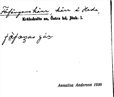 Bild på arkivkortet för arkivposten Fåfängans kärr