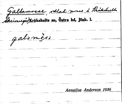Bild på arkivkortet för arkivposten Gallemosse