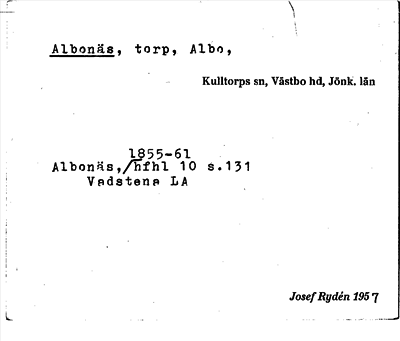 Bild på arkivkortet för arkivposten Albonäs