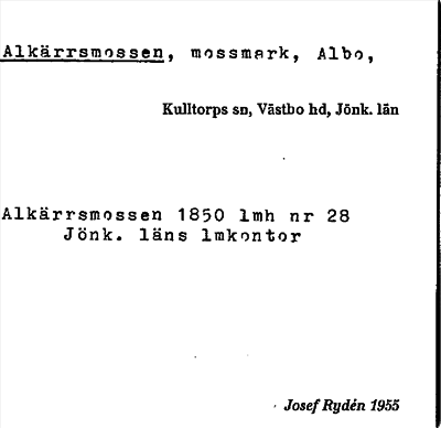 Bild på arkivkortet för arkivposten Alkärrsmossen