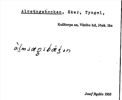 Bild på arkivkortet för arkivposten Almsängsbacken